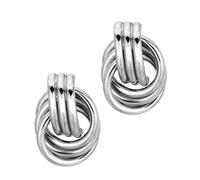 Pendientes de tuerca de plata de ley 925 con acabado de rodio de 15 mm con forma de nudo de amor brillante para mujer