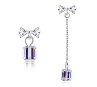 Pendientes de Tuerca de Plata de Ley 925 con Cristales de Cubos de azúcar Irregulares, aretes Cuadrados de Caramelo asimétricos, joyería
