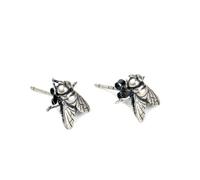 Pendientes de tuerca de plata de ley 925 vintage con diseño de insectos pequeños para mujer, aretes góticos novedosos para mujer, hipoalergénicos, modernos, bohemios, retro, estilo antiguo, regalos de
