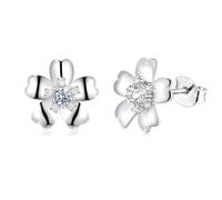Pendientes de tuerca de plata de ley con diseño de flor rosa de oro de 14 quilates para mujer, delicados aretes de perlas de oro rosa, hipoalergénicos, bonitos aretes para ella, sin níquel, One size