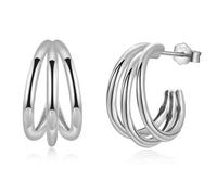 Pendientes de tuerca de plata de ley para mujer, delicados aretes de tuerca lineales trenzados de plata de ley | Aretes grandes hipoalergénicos enlazados gruesos y grandes, regalos de joyería para