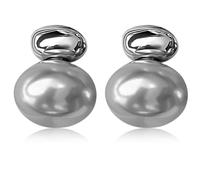 Pendientes de tuerca de plata de ley S925 con perlas grises, elegante diseño ovalado colgante, joyería clásica para mujer, idea