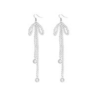 Pendientes de tuerca de plata europeos y fronteras, aretes de perlas de verano, versátiles, para mujer, con lazo de imitación de perlas pequeñas de plata, talla única, Perlas de imitación