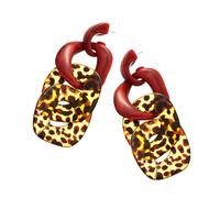 Pendientes de tuerca impermeables de moda con textura acrílica, accesorio para mujer y niña, diseño geométrico moderno de leopardo