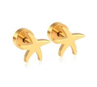 Pendientes de tuerca minimalistas con estrella de mar de 18 g para mujer, hipoalergénicos, chapados en oro, acero inoxidable, para cartílago, tragus, regalo de playa para ella, S, Acero inoxidable