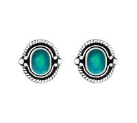 Pendientes de tuerca ovalados de estilo vintage que cambian de color, 8 mm x 7 mm, plata de ley, 7 x 8mm, Plata de ley, Sin piedra preciosa