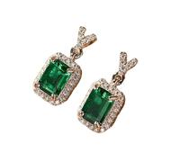 Pendientes de tuerca para mujer, aretes de cartílago, esmeralda creada en laboratorio, oro blanco de 2 quilates, 9/14/18 quilates con moissanita, Oro blanco de 18 quilates, Esmeralda creada en