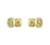 Pendientes de tuerca para mujer de BOSS Jewelry en acero inoxidable con baño iónico de oro amarillo adornados con cristales, 1580826