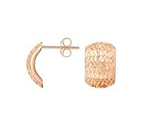 Pendientes de tuerca para mujer, grandes, aretes llamativos bohemios con patrón de diamantes redondos de oro rosa, Oro rosa de 14 quilates, Sin piedra preciosa