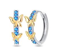 Pendientes de tuerca para mujer, joyería romántica 925, mariposa azul, accesorios de moda para mostrar tu hermosa, versátil y exquisito