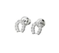 Pendientes de tuerca pequeños de herradura de la suerte para mujer, circonita cúbica, delicados, buena suerte, en forma de U, pequeños aretes de tragus, piercing de circonita cúbica brillante, joyería