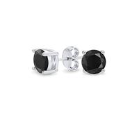 Pendientes De Tuerca Redondos De CZ Negro De .75Ct Unisex En Plata Esterlina .925