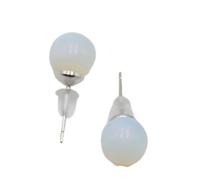 Pendientes de tuerca simples de color plateado de 8 mm, piedra natural, cornalina, cuarzo rosa, cuentas redondas de ónix negro, para mujeres y niñas, ópalo