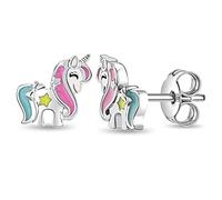 Pendientes de unicornio de plata de ley 925 esmaltados con diseño de unicornio, para niñas y niñas, regalo para niñas, plata de ley, Plata de ley