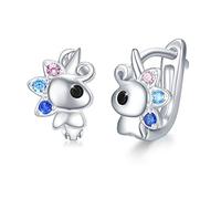 Pendientes de unicornio de plata de ley 925 para niñas, bonitos pendientes de aro de unicornio para mujeres y niños