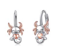 Pendientes de unicornio, perezoso y axolotl de plata de ley 925, de estilo leverback, joyería para mujer y niña, 16 mm, Plata de ley