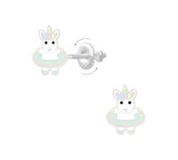 Pendientes de unicornios bailarines arcoíris de plata 925 para niña - cierres de tornillo seguro - joyas hipoalergénicas sin níquel ni plomo - idea de regalo de Navidad