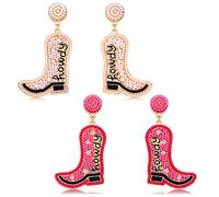 Pendientes de vaquera occidental, pendientes de botas de vaquero con cuentas para mujer, hechos a mano, vaquera, Howdy YEEHAW, pendientes colgantes de gota para fiestas, regalos de joyería, Zinc, no saber