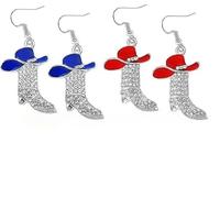 Pendientes de vaquera para mujer, juego de 2 pares de aretes de bota de vaquero de diamantes brillantes, estilo occidental, perfectos para conciertos de campo, fiestas y uso diario