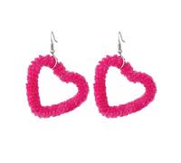 Pendientes de viento chinos, adornos creativos, Pendientes colgantes de aro pequeño con forma de corazón de felpa, joyería llamativa for mujeres y niñas