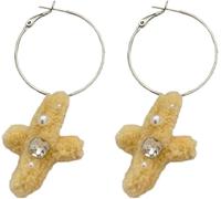 Pendientes de viento chinos, adornos creativos, Pendientes de aro de estilo Hip Hop con forma de corazón y estrella de felpa, joyería, dije a la moda(Yellow)