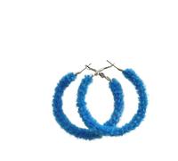 Pendientes de viento chinos, adornos creativos, Pendientes de aro multicolores de felpa simples y femeninos de felpa(Blue)