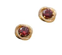 Pendientes de zirconia cúbica roja para mujer Pendientes de tono dorado a cielo abierto geométrico con piedras de zirconia chispeantes Regalo de joyería diaria