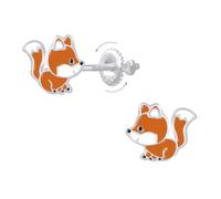 Pendientes de zorro para niña de plata de ley 925 con cierres de rosca, joyas hipoalergénicas sin níquel ni plomo, regalo lindo para niños