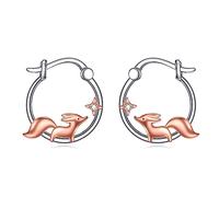 Pendientes de Zorro para Señoras Plata de Ley 925 Pendientes de Aro de Zorro para Niñas Niños Zorro Joyería Regalo