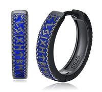 Pendientes del Aro Vikingos para Hombres Mujer, Vikingos Pendientes del Aro Plata de Ley 925, Vikingos Runa Pendientes, Vikingos Aretes Joyería para Hombres y Mujeres