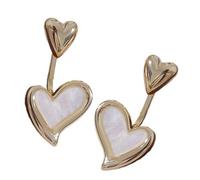 Pendientes Del Corazón White Shells Versátiles Partido De Trabajo Accesorio Boda Accesorios Hechos A Mano Del Delantero