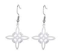 Pendientes Del Nudo De La Bruja Para Las Mujeres, De Acero Inoxidable Elegante Simplicidad Nudo Celta Símbolo Wiccan Gota Pendientes, Joyería De Brujería Para Los Adolescentes (plata 2)