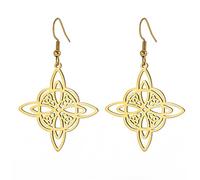 Pendientes Del Nudo De La Bruja Para Las Mujeres, De Acero Inoxidable Elegante Simplicidad Nudo Celta Símbolo Wiccan Gota Pendientes, Joyería De Brujería Para Los Adolescentes (oro 5)