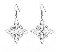 Pendientes Del Nudo De La Bruja Para Las Mujeres, De Acero Inoxidable Elegante Simplicidad Nudo Celta Símbolo Wiccan Gota Pendientes, Joyería De Brujería Para Los Adolescentes (plata 5)