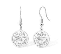 Pendientes Del Pentagrama Del Tetragramatón Pendientes Colgantes Con El Sagrado Nombre Hebreo De Dios: Yhvh Joyería Espiritual Oculta Y Pagana Con Amuleto Mágico De Protección Para Mujeres
