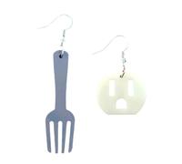 Pendientes desiguales únicos, moderno puerto de horquilla, plan animado, pendientes dinámicos de poliacrilato, ajuste casual, día y noche, joyas únicas y desiguales