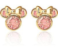 Pendientes Disney de oro amarillo de 9 quilates para niñas con Minnie y circonitas, Gold, Circonia cúbica