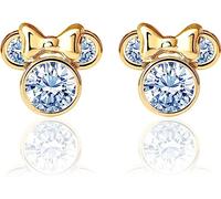 Pendientes Disney de oro amarillo de 9 quilates para niñas con Minnie y circonitas, Gold, Circonia cúbica