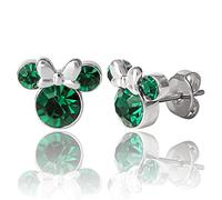 Pendientes Disney Minnie Mouse con Piedra de Nacimiento para Mujer - Pendientes para niña - Joyas con Piedra de Nacimiento - Joyas Disney