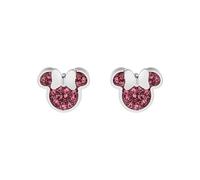 Pendientes Disney Minnie para niña y mujer, acero 316L hipoalergénico con cristales rosas, joyas Disney de Minnie Mouse - idea de regalo