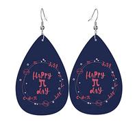 Pendientes divertidos Pi Day Spiral Pi Math 3,14 para mujer, bonitos pendientes de cuero, pendientes de lágrima Danlge