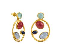 PENDIENTES DORADOS ALEGRIA | Diseñado por Carme Fàbregas | Colección Alegria | Cristal de Murano | En tonos azules, rosas y tierra