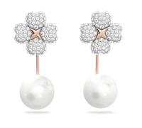 Pendientes ear jacket Latisha, Flor, Blancos, Acabado en oro rosa de 18 quilates OS
