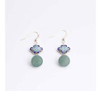 Pendientes Eardrop Pendientes de Mujer Diseño Creativo 14K Oro Hecha a Mano Diy Chino Cloisonné Nudo Pendientes Estilo Étnico Jade Lotus Seed Loop, LJBLEUSK, de
