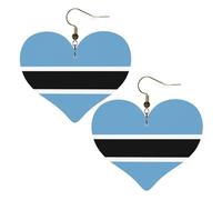 Pendientes elegantes con diseño de bandera de Botswana en forma de corazón, accesorios ligeros para mujer, perfectos para fiestas y día de San Valentín.