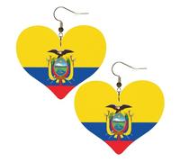 Pendientes elegantes con diseño de bandera de Ecuador en forma de corazón, accesorios ligeros para mujer, perfectos para fiestas y día de San Valentín.