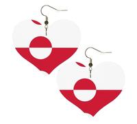 Pendientes elegantes con diseño de bandera de Groenlandia en forma de corazón, accesorios ligeros para mujer, perfectos para fiestas y día de San Valentín.