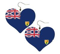 Pendientes elegantes con diseño de bandera de las Islas Turcas y Caicos, accesorios ligeros para mujer, perfectos para fiestas y día de San Valentín.