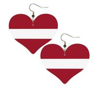 Pendientes elegantes con diseño de bandera de Letonia en forma de corazón, accesorios ligeros para mujer, perfectos para fiestas y día de San Valentín.