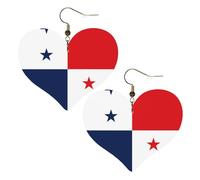 Pendientes elegantes con diseño de bandera de Panamá en forma de corazón, accesorios ligeros para mujer, perfectos para fiestas y día de San Valentín.